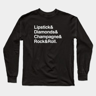 Lipstick diamonds champagne rock and roll Long Sleeve T-Shirt